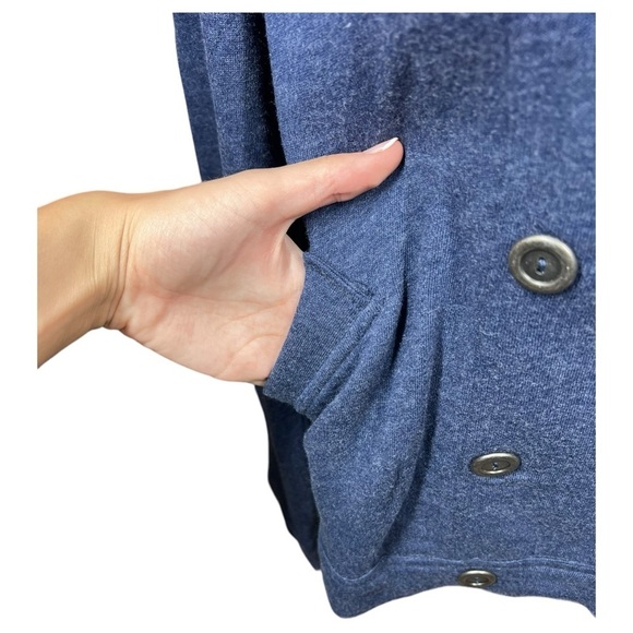 Tresics Double Breasted Button Up Sweatshirt Pointed Collar Long Sleeve Blue L - Picture 3 of 11